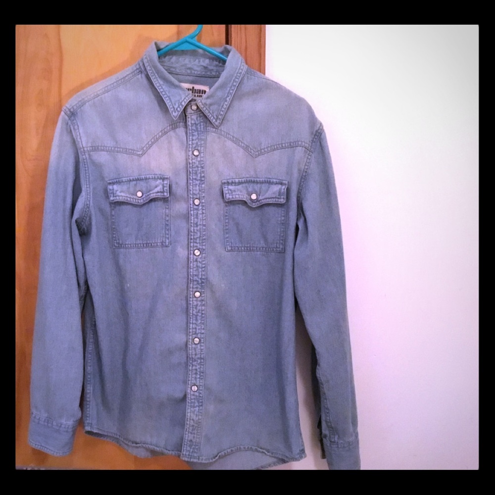 🔥Urban Pipeline Denim Pearl Snap Western Shirt🔥